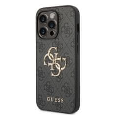 Guess  PU 4G Metal Logo Zadní Kryt pro iPhone 15 Pro Grey