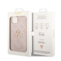 Guess  PU 4G Metal Logo Zadní Kryt pro iPhone 15 Plus Pink