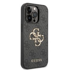 Guess  PU 4G Metal Logo Zadní Kryt pro iPhone 15 Pro Grey