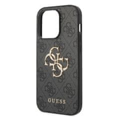 Guess  PU 4G Metal Logo Zadní Kryt pro iPhone 15 Pro Grey