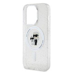 Karl Lagerfeld  IML Glitter Karl and Choupette MagSafe Zadní Kryt pro iPhone 15 Pro Transparent