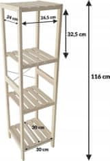 KONTRAST Dřevěný regál SEINE 116 cm z masivu borovice