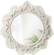 Tutumi Kulaté nástěnné zrcadlo BOHO 50 cm béžové 