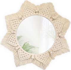 Tutumi Kulaté nástěnné zrcadlo BOHO 55 cm béžové