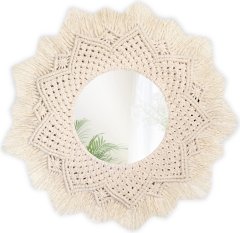 Tutumi Kulaté nástěnné zrcadlo BOHO 60 cm béžové