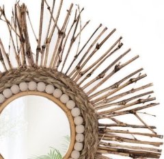 Tutumi Kulaté nástěnné zrcadlo BOHO 45 cm přírodní 