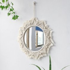 Tutumi Kulaté nástěnné zrcadlo BOHO 50 cm béžové 