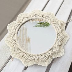 Tutumi Kulaté nástěnné zrcadlo BOHO 50 cm béžové 