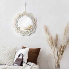 Tutumi Kulaté nástěnné zrcadlo BOHO 50 cm béžové 