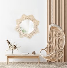 Tutumi Kulaté nástěnné zrcadlo BOHO 55 cm béžové