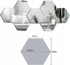 Tutumi Sada 8 ks samolepících zrcadel HEXAGON 