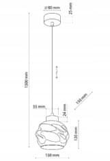 TK Lighting Stropní závěsné svítidlo 150 cm černé s 1 grafitovým rýhovaným stínidlem