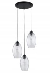 TK Lighting Stropní závěsné svítidlo 3xE27 120cm černé se 3 průhlednými stínidly