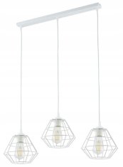 TK Lighting Stropní závěsné svítidlo 3xE27 100cm kovové bílé se 3 stínidly DIAMOND