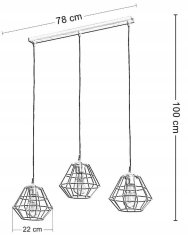 TK Lighting Stropní závěsné svítidlo 3xE27 100cm kovové bílé se 3 stínidly DIAMOND