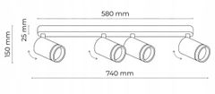 TK Lighting Stropní svítidlo bílé 4xGU10 kov Quadruple Jet