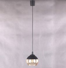 TK Lighting Stropní závěsné svítidlo 90 cm černé s jantarovým skleněným stínidlem Amber