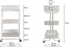 KONTRAST Kovový kuchyňský vozík SERVANT 75 cm bílý 