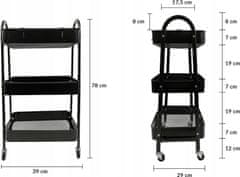 KONTRAST Kovový kuchyňský vozík PORTER 78 cm černý 