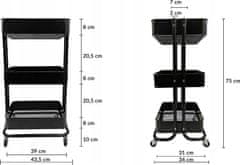 KONTRAST Kovový kuchyňský vozík SERVANT 75 cm černý 