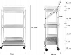 KONTRAST Kovový skládací kuchyňský vozík CARRIAGE 82 cm bílý 