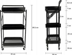 KONTRAST Kovový skládací kuchyňský vozík CARRIAGE 82 cm černý 