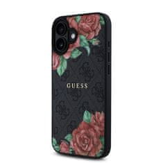 Guess Zadní kryt PU Leather 4G Roses MagSafe pro iPhone 16 Black