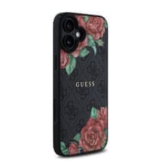 Guess Zadní kryt PU Leather 4G Roses MagSafe pro iPhone 16 Black