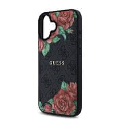 Guess Zadní kryt PU Leather 4G Roses MagSafe pro iPhone 16 Black