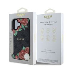 Guess Zadní kryt PU Leather 4G Roses MagSafe pro iPhone 16 Black