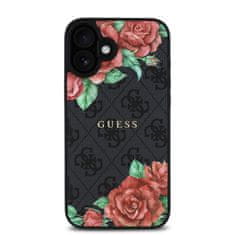 Guess Zadní kryt PU Leather 4G Roses MagSafe pro iPhone 16 Black