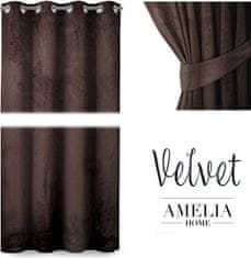 AmeliaHome Závěs Velvet 140x245 cm tmavě hnědý, velikost 140x245