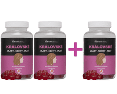 Kralovstvizdravi 2+1 Královské vlasy, nehty, pleť s biotinem a vitamíny B5, B6, B12, 3x60 gumových bonbónů