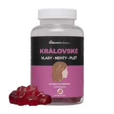 Kralovstvizdravi Královské vlasy, nehty, pleť s biotinem a vitamíny B5, B6, B12, 60 gumových bonbónů