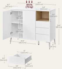 Songmics Komoda Vasagle Study 104 cm bílá