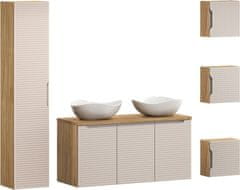 COMAD Závěsná skříňka pod umyvadlo Luxor Beige I s deskou 120 cm béžová/dub olejovaný