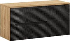 COMAD Závěsná skříňka pod umyvadlo Luxor Black s deskou 120 cm černá/dub olejovaný