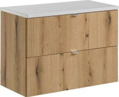 COMAD Závěsná skříňka pod umyvadlo Nova Oak I s deskou 80 cm bílá/dub coast evoke