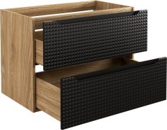 COMAD Závěsná skříňka pod umyvadlo Luxor Black s deskou 120 cm černá/dub olejovaný