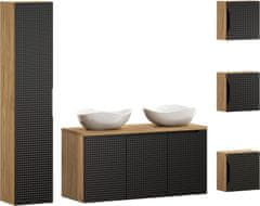 COMAD Závěsná skříňka pod umyvadlo Luxor Black I s deskou 120 cm černá/dub olejovaný