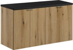 COMAD Závěsná skříňka pod umyvadlo Nova Oak s deskou 100 cm černá/dub evoke