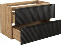 COMAD Závěsná skříňka pod umyvadlo Luxor Black s deskou 120 cm I černá/dub olejovaný