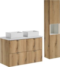 COMAD Závěsná skříňka pod umyvadlo Nova Oak s deskou 100 cm bílá/dub evoke