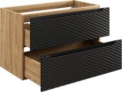 COMAD Koupelnová skříňka Ocean II s deskou a umyvadlem 90 cm černá/dub olejovaný