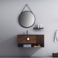 ModernHome Nástěnné zrcadlo Luciene se závěsným popruhem 80 cm černé 