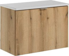 COMAD Závěsná skříňka pod umyvadlo Nova Oak II s deskou 80 cm bílá/dub coast evoke