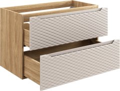 COMAD Koupelnová skříňka Ocean Beige II s deskou a umyvadlem 90 cm béžová/dub olejovaný