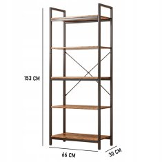 MUVU Knihovna Vysoká Skříňka Do Obývacího Pokoje Industriální Rustikální Loft 153Cm