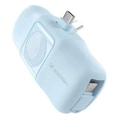 WOZINSKY Mini powerbanka 5000mAh se zabudovaným kabelem USB-C a nabíječkou Apple Watch Wozinky WF16-YCS Modrá