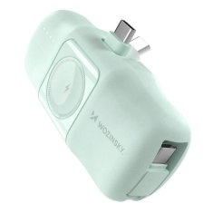 WOZINSKY Mini powerbanka 5000mAh se zabudovaným kabelem USB-C a nabíječkou Apple Watch Wozinky WF16-YCS Zelená